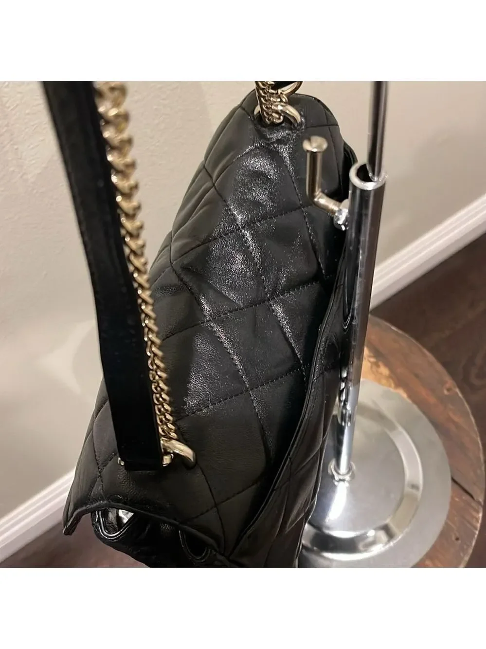 DKNY Black Quilted leather Shoulder Flap Bag